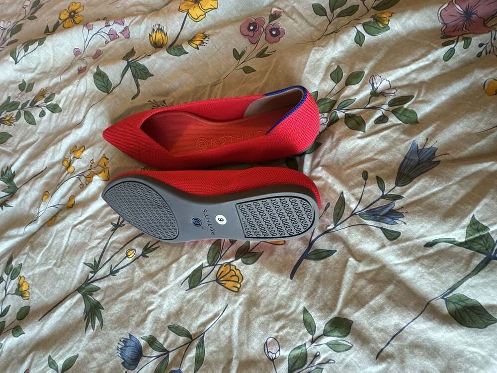 Rothy's The Point Red Knit Pointed Toe Ballet Flats